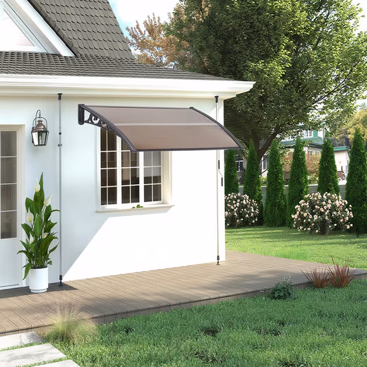 Lean-to canopy, porch roof for front door, 100 x 100 cm, arched canopy (Canopy, 1 pc., front door canopy), UV-resistant, brown+black