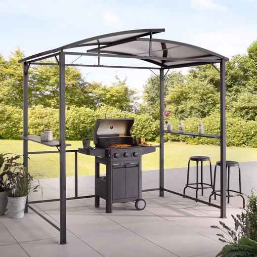 Roma Grill Pavilion External dimensions WxD: 245x150 cm, steel frame, polycarbonate roof panels