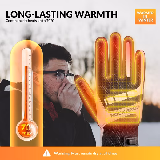 Cycling gloves: Heated gloves via USB, shock-absorbing with touch function USB 5V HEATING & VERSATILE USE - Image 3