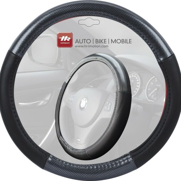 CARBON Design Steering Wheel Cover for 37 - 39 cm Steering Wheels, Car Adapter