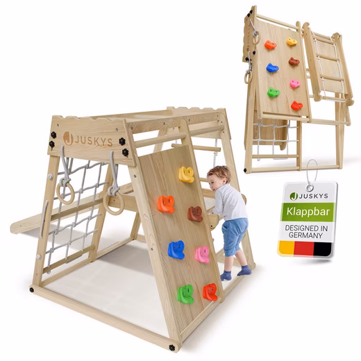 Mini climbing frame For children, wooden, foldable indoor playground with slide and climbing wall