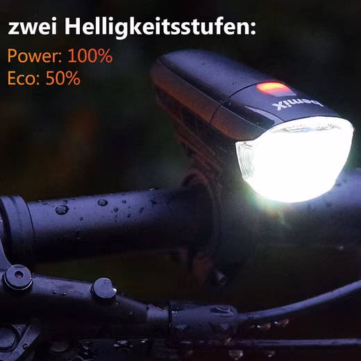LED bicycle light set, StVZO compliant, front and rear lights, spoke reflectors Bright LEDs, IPX4 waterproof bicycle lights, including 4 reflectors. - Image 4