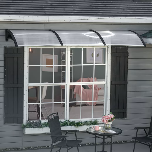 Lean-to canopy for front door, roofing with UV protection, made of aluminum (Rain cover, 1 pc., canopy), for garden, balcony, black