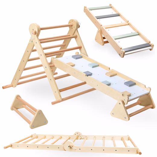 Wooden climbing frame, climbing triangle with ladder - Perfect for indoor play fun