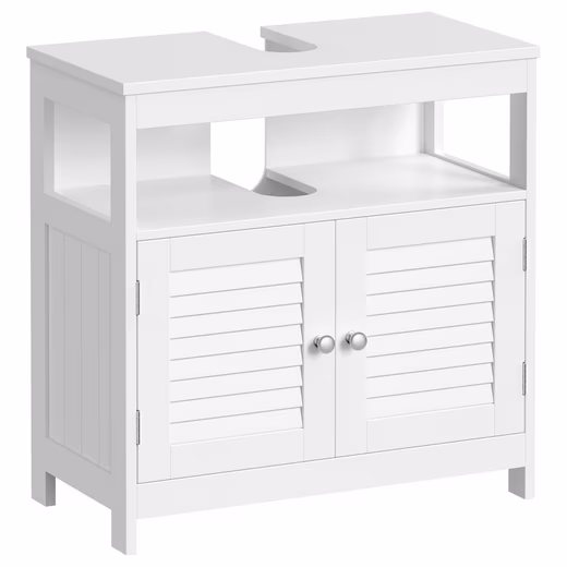 Bathroom Vanity Unit with slatted doors, 2 compartments, 60 x 60 x 30 cm - Image 4