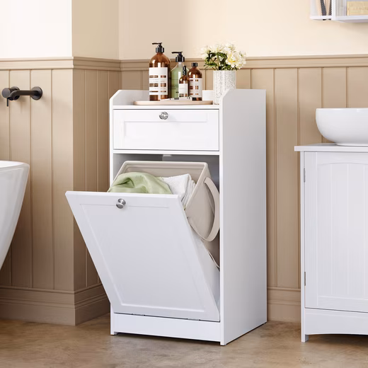 Bathroom chest of drawers, bathroom cabinet, linen cupboard, bathroom cabinet with 1 drawer and 1 laundry box