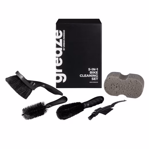 Grease 5-in-1 Bicycle Chain Cleaning Set - Bicycle Care Set, Bike Cleaner (5-piece set, cleaning brushes (4-piece set) + rubber sponge) 4 different bicycle brushes and microcell rubber sponge