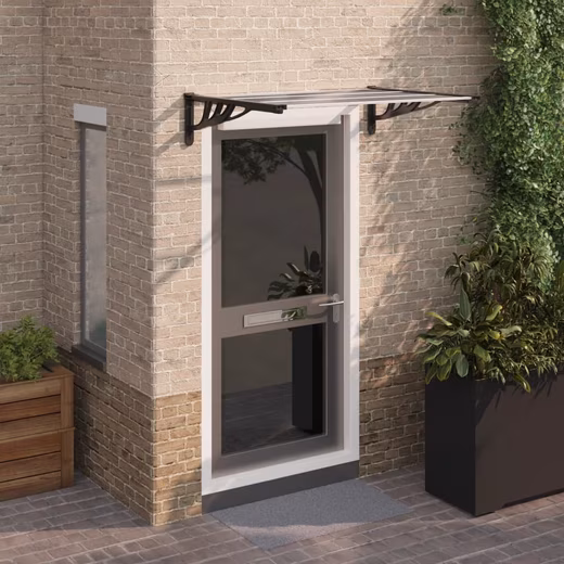 Canopy Door Canopy Black and Transparent 122x90 cm Polycarbonate 1 pc