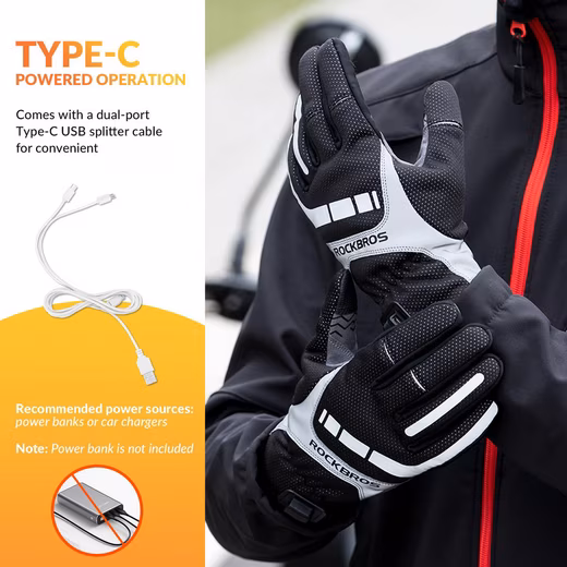 Cycling gloves: Heated gloves via USB, shock-absorbing with touch function USB 5V HEATING & VERSATILE USE - Image 4