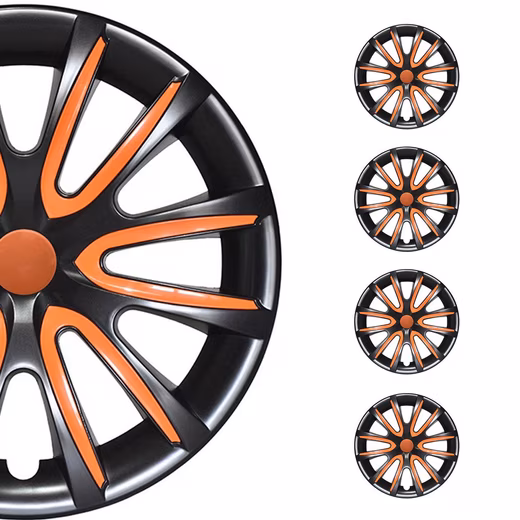 Wheel covers 4x Wheel covers 16 inch Black & Orange