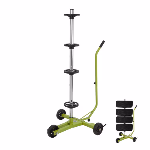 Wheeled rim rack trolley, single handle, tire stand, tire cart, rim stand for cars