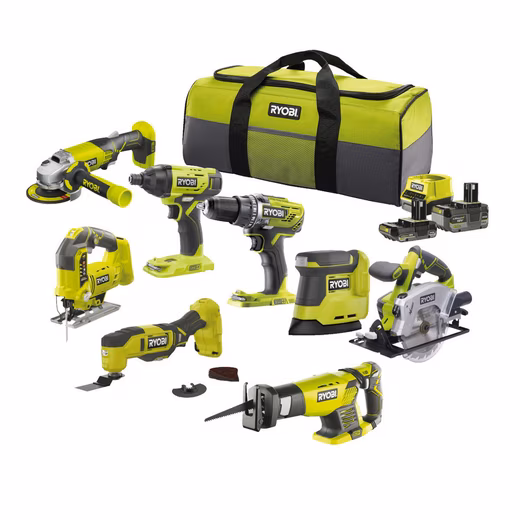 Power Tool Set 18 V ONE+ Combo Kit, 8 Pieces, in a Practical Bag, incl. Batteries and Batteries