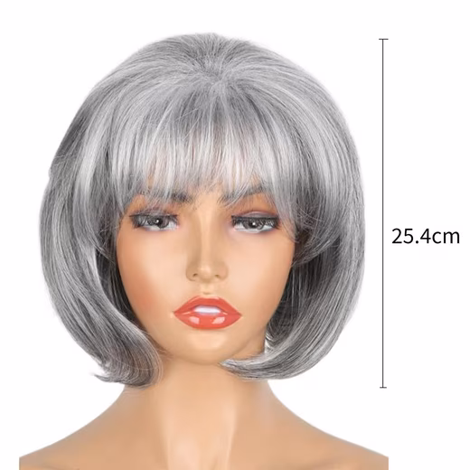 Synthetic Hair Wig Short Bob Wig with Bangs Synthetic Hair For Women - Image 4