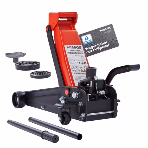 Manoeuvring Jack 3t Hydraulic with Foot Pedal & Rubber Pads