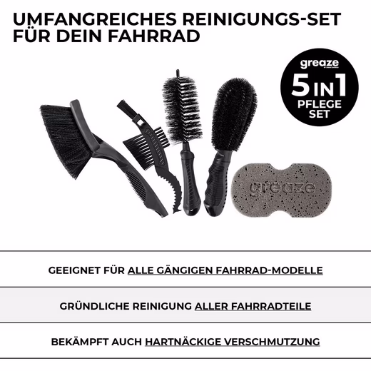 Grease 5-in-1 Bicycle Chain Cleaning Set - Bicycle Care Set, Bike Cleaner (5-piece set, cleaning brushes (4-piece set) + rubber sponge) 4 different bicycle brushes and microcell rubber sponge - Image 4