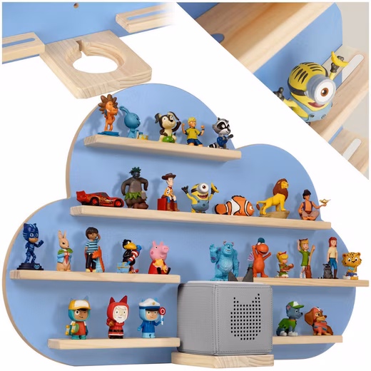 MyLittleStory Cloud wall shelf/storage rack for up to 28 Tonies 1-piece set, cloud design, with magnetic strip and integrated cable management