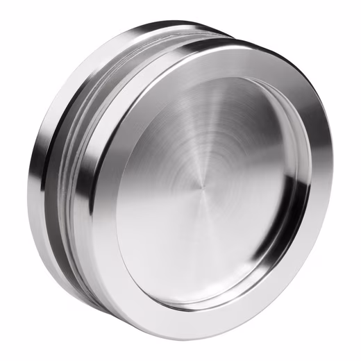 Sliding door handle, 1 pair, RANA sliding door handle Ø 64 mm, brushed stainless steel For glass doors, for screwing, not for gluing.