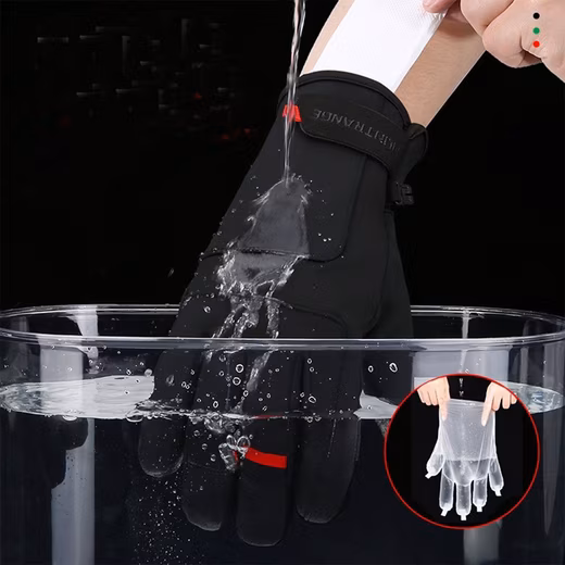 Cycling gloves, winter cycling gloves with waterproof membrane and touchscreen function anti-slip ski gloves - Image 4