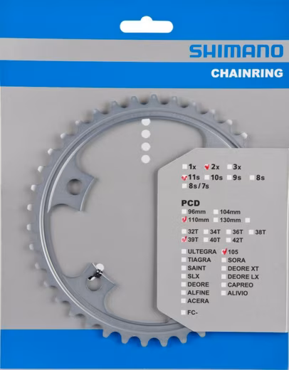 Shimano derailleur gear chainring 105 39T MA 4L 110LK SI FC5800