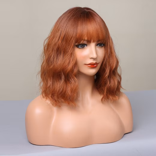 Synthetic hair wig, wigs, naturally wavy hair, short hair, air fringes, curl Suitable for role-playing at Halloween parties