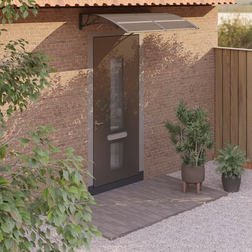 Canopy Door canopy, black, 150x100 cm, polycarbonate