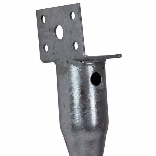 Screw-in ground sleeve, 2x L-profile ground sleeve for screwing in, 48.5 cm length, 9x9 mm square timbers For dimensions from tip to base of the tab (HxWxD): approx. 41x7x7cm - Tab dimensions (LxWxH): approx. 9.5x6.5x7.5cm, for twisting in, (2-piece set)