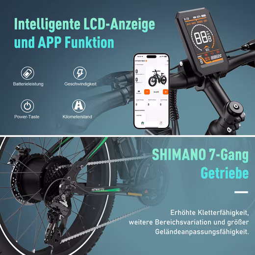 E-bike Mountain Bike 26*4.0 Inch Electric Bike EMTB with 48V15Ah Samsung Battery - Image 7