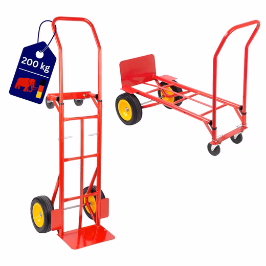 Multifunctional steel tube hand truck, dimensions (HxWxD): 133x55x46cm, load capacity: 200kg