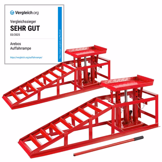 Drive-on ramp 2x with hydraulic jack, XXL 245 mm drive-on width