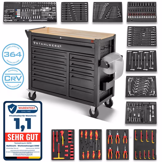Tool trolley, workshop trolley XXL, assembly trolley, 364 tools CrV