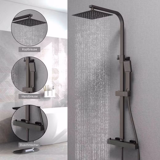 Shower system 20x20cm square rain shower set with shower head