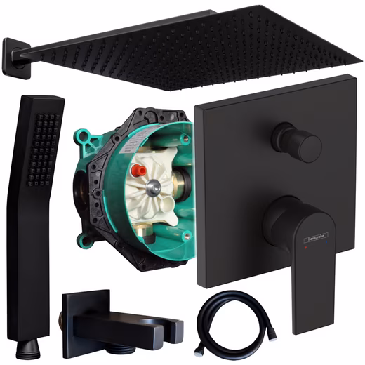 Vernis Shape concealed shower fitting, black [Size L/XXL]