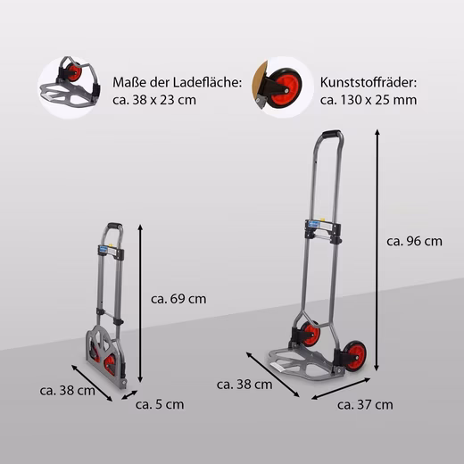 Folding hand truck, height-adjustable, moving aid, hand truck, folding cart - Image 3