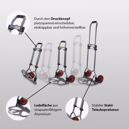 Folding hand truck, height-adjustable, moving aid, hand truck, folding cart - Image 2