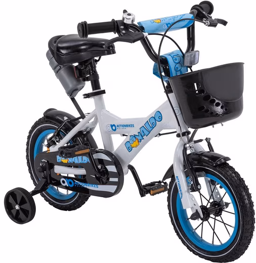 Children's bicycle, children's BMX bike Donaldo incl. basket - white / blue