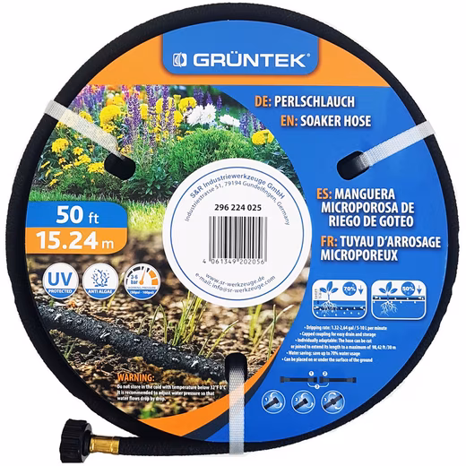 Multi-area sprinkler drip hose set, 15.24 m / 50 ft, quick and 1/2 inch US connector