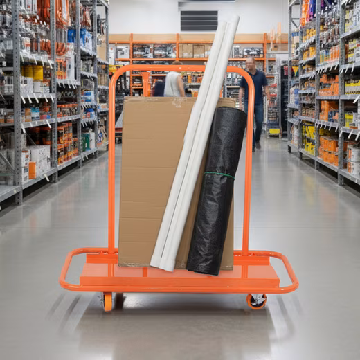 Transport trolley, robust steel, plasterboard transporter with wheels and brakes