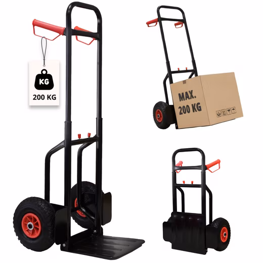 Hand truck, hand truck, transport trolley, stacking trolley, extendable, 200 kg, foldable
