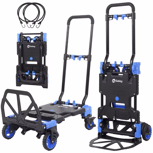 Aluminum 2-in-1 sack truck, foldable transport trolley with a load capacity of up to 150 kg