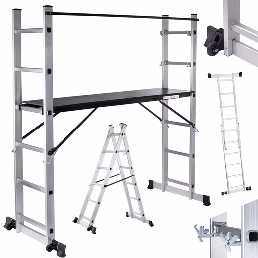 Multi-purpose ladder, mobile aluminum work platform / multi-functional scaffold with wheels