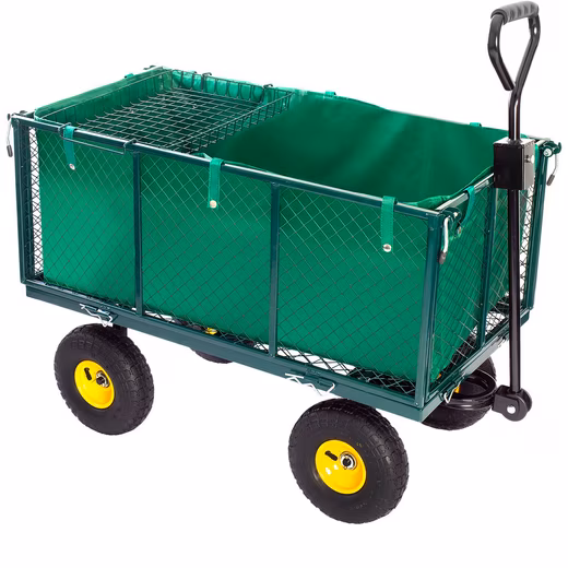 Garden trolley, transport trolley, 550 kg, pneumatic tires, tarpaulin