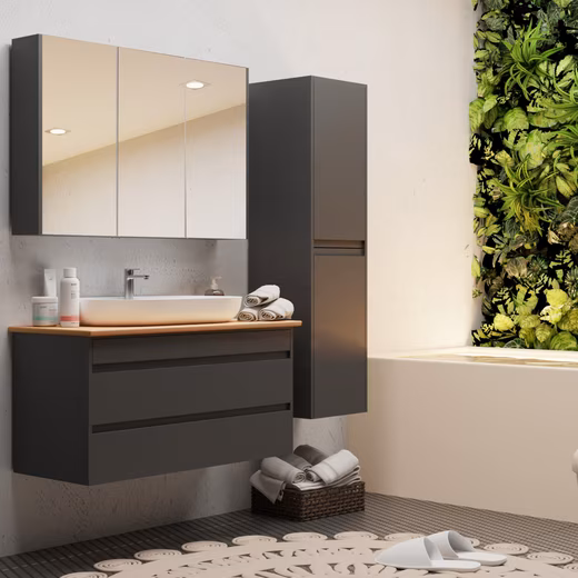 Bathroom furniture set, bathroom furniture set, console 80, washbasin, vanity unit, mirror cabinet