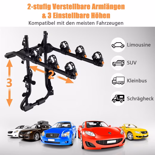 Rear bike rack For up to 3 wheels, adjustable length, height, and angle. - Image 3