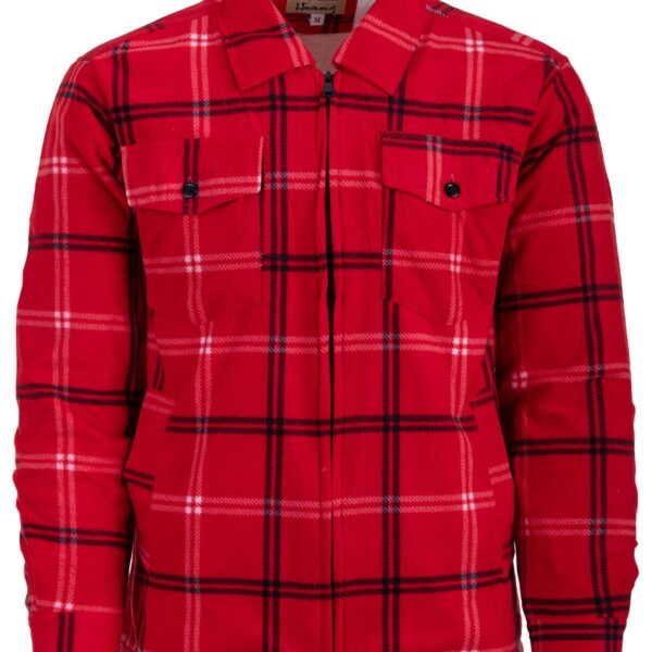 Velour work jacket, lined lumberjack shirt