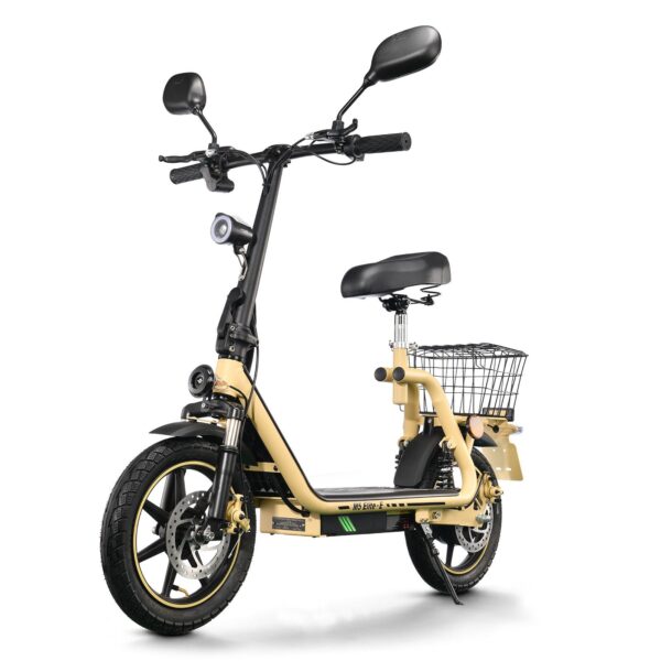 Elite-E EEC certified electric scooter with seat and rear basket
