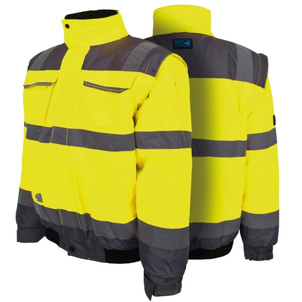 Work jacket, high-visibility pilot jacket, breathable, unisex, neon yellow/grey