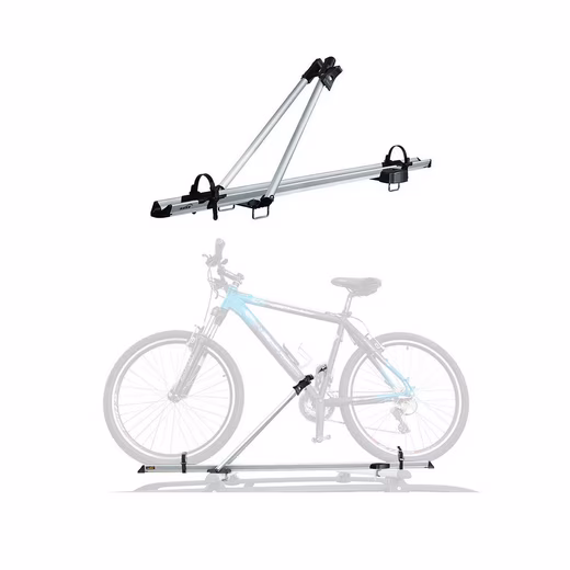 Roof bike rack, roof bike rack up to 17 kg, aluminum, silver, bike holder (1-piece), Detachable, Lightweight