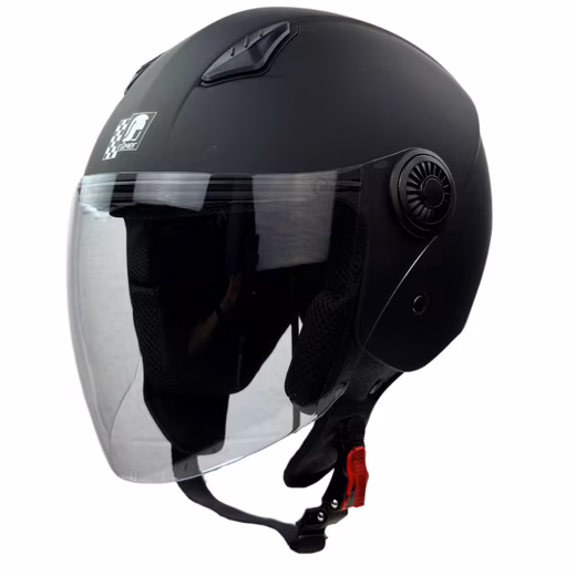 Motorcycle helmet RR10801 - Jet helmet - matte black - with head ventilation & quick-release fastener - Image 4