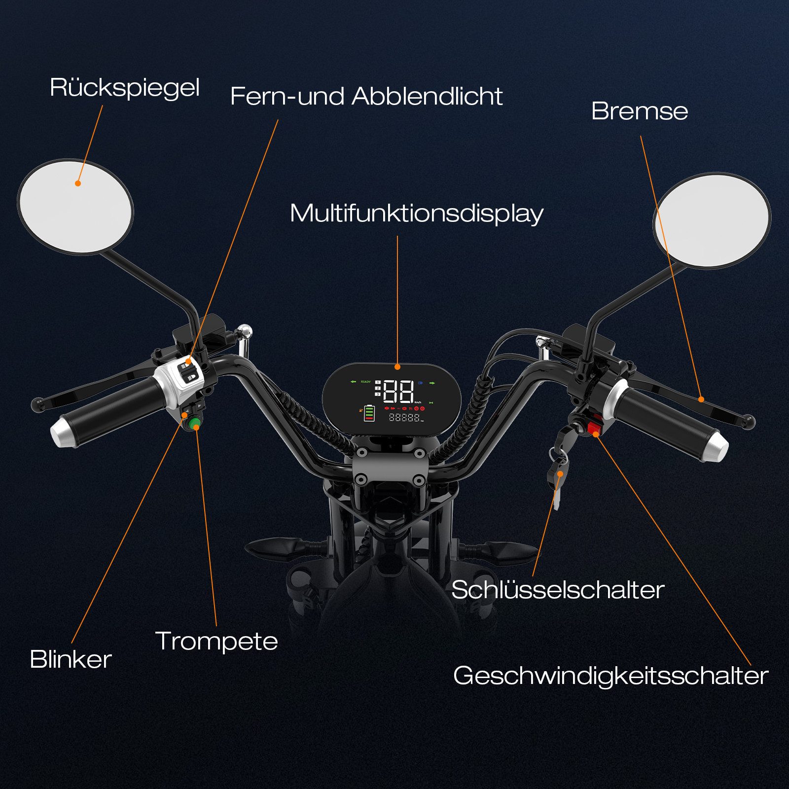 Electric scooter 48V-25Ah, AM driving license, 1500W, 60KM range, 45 km/h - Image 8