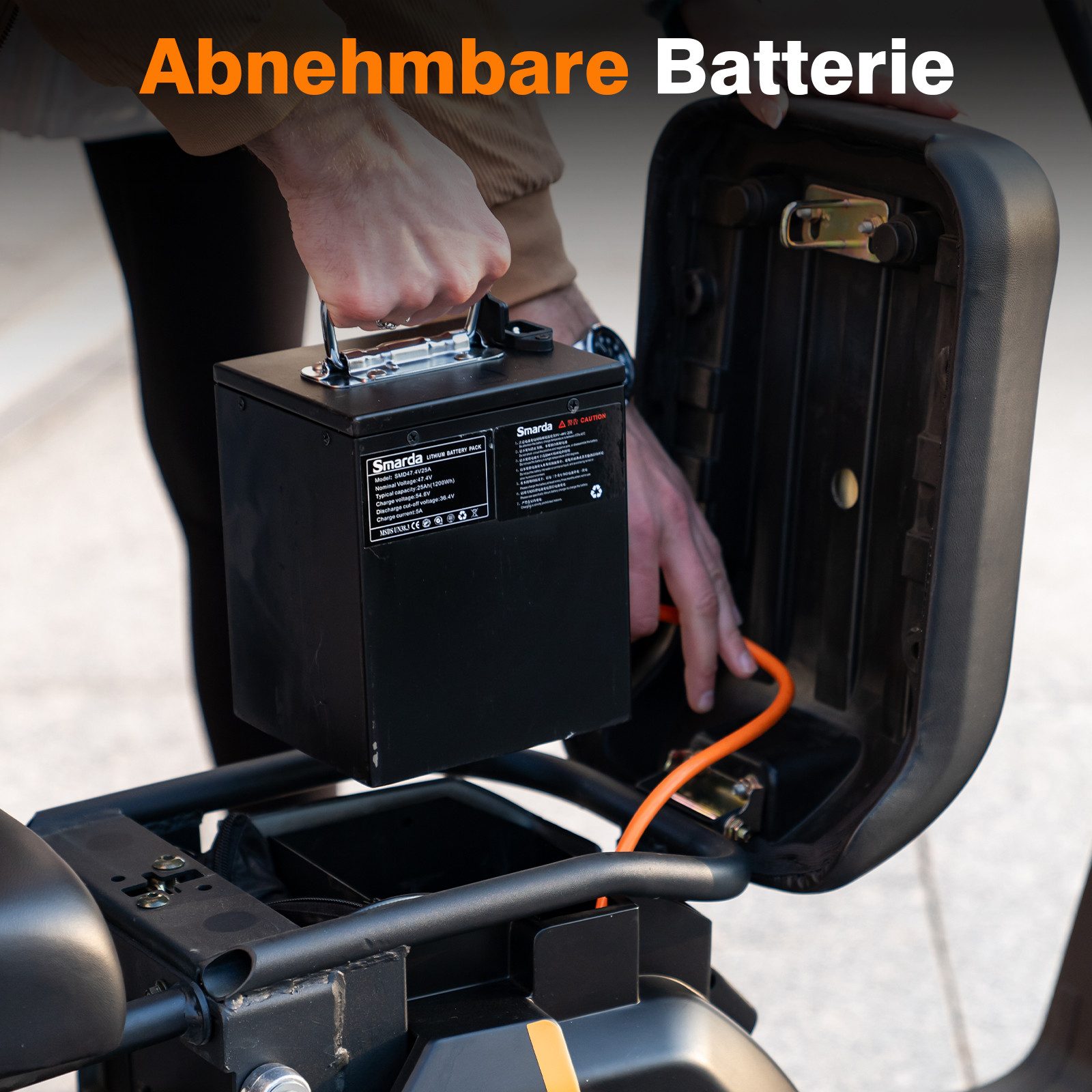 Electric scooter 48V-25Ah, AM driving license, 1500W, 60KM range, 45 km/h - Image 9